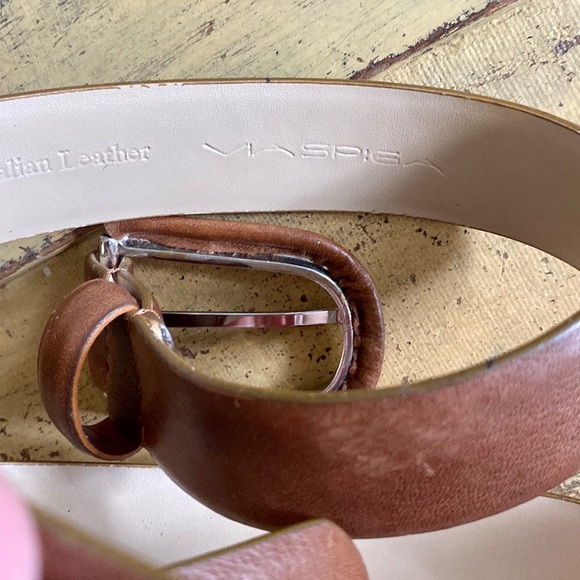 VIA SPIGA LEATHER BELT BROWN NEUTRAL ITALY LEATHER BELT WMNS SIZE S M - Picture 5 of 12